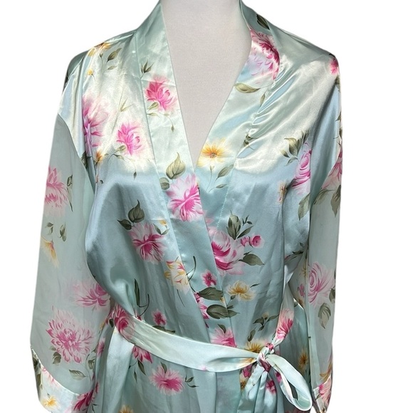 Oscar De La Renta Pink Label Floral Silky Robe - Picture 2 of 6